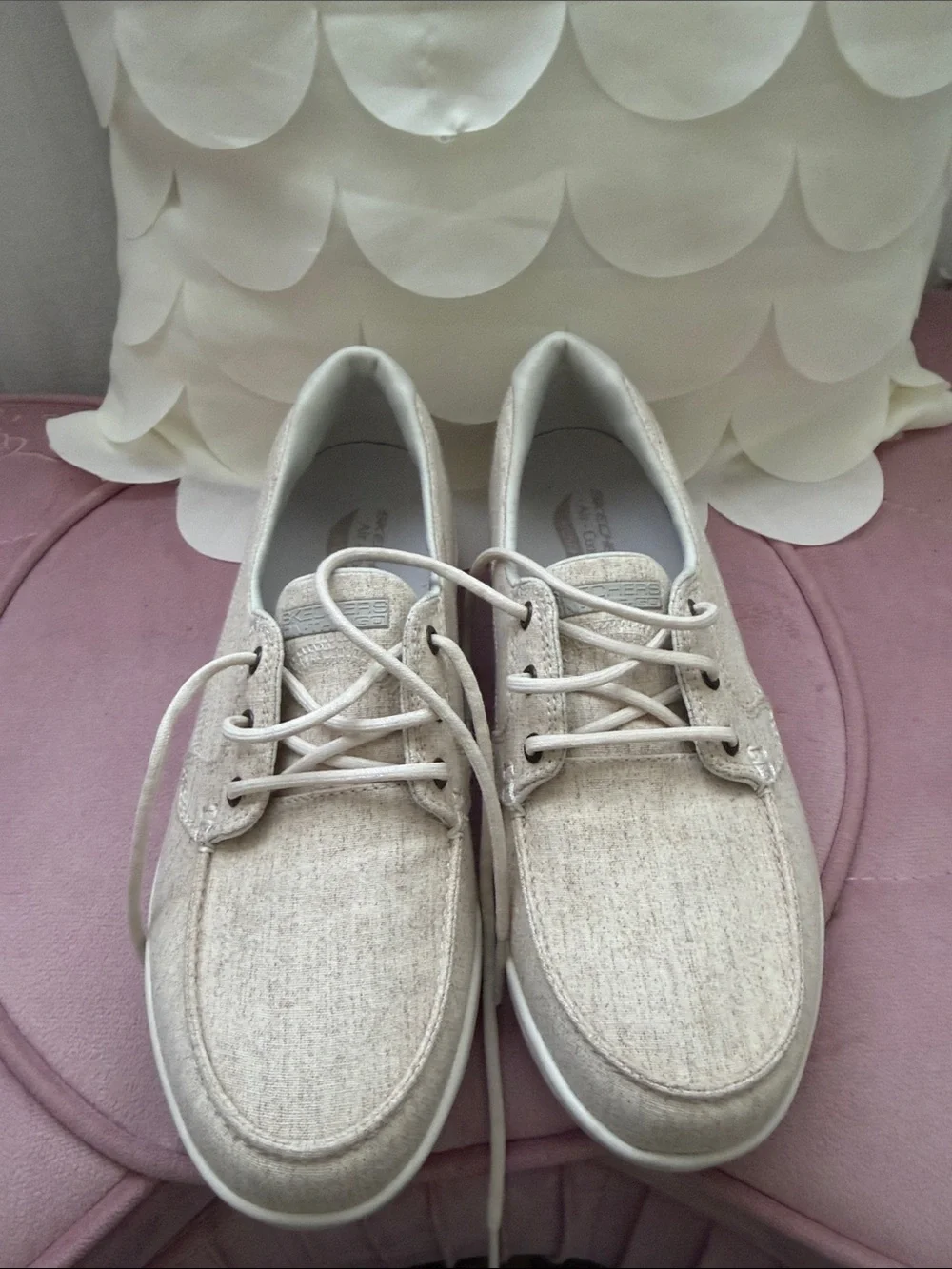 Skechers Men's Light Beige Canvas Boat Shoes